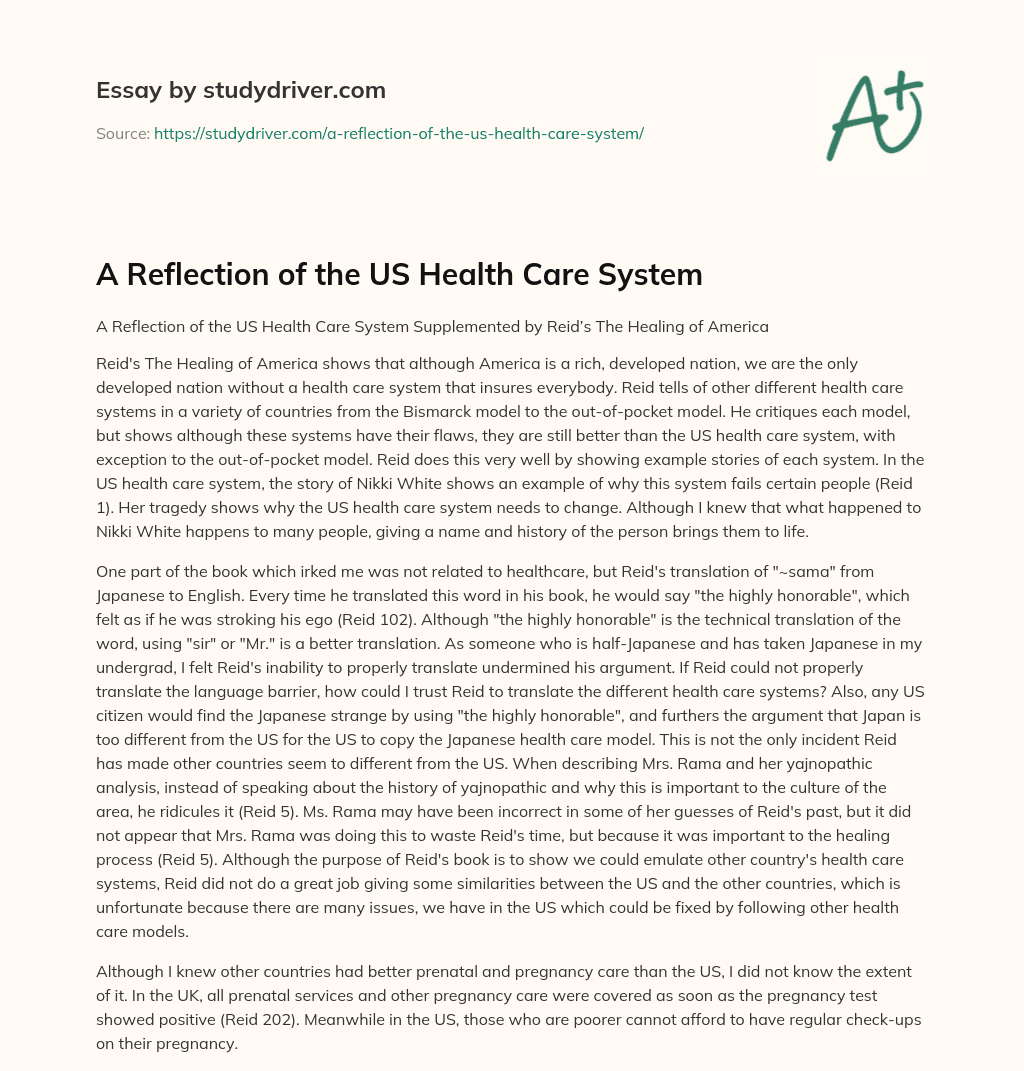 health care system essay
