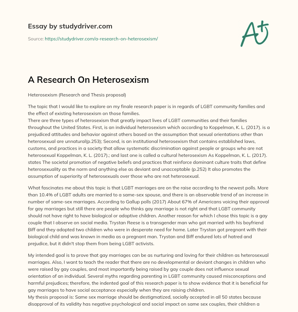 A Research on Heterosexism essay
