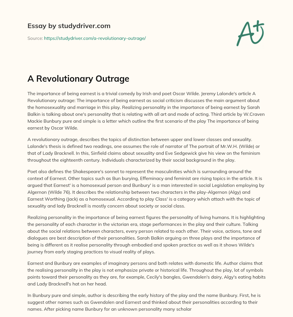 A Revolutionary Outrage essay