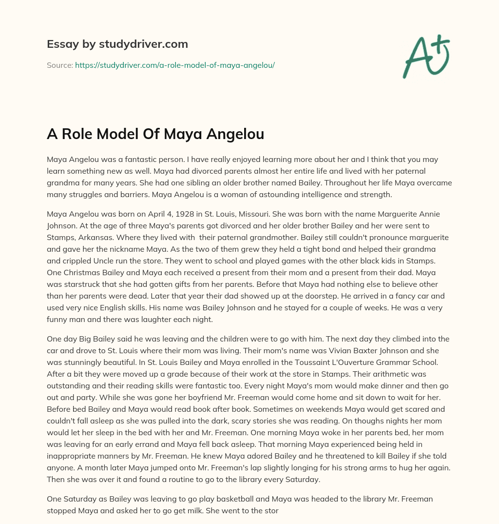 A Role Model of Maya Angelou essay