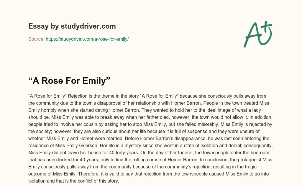 “A Rose for Emily” essay