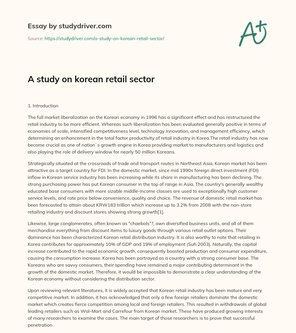 A Study on Korean Retail Sector essay