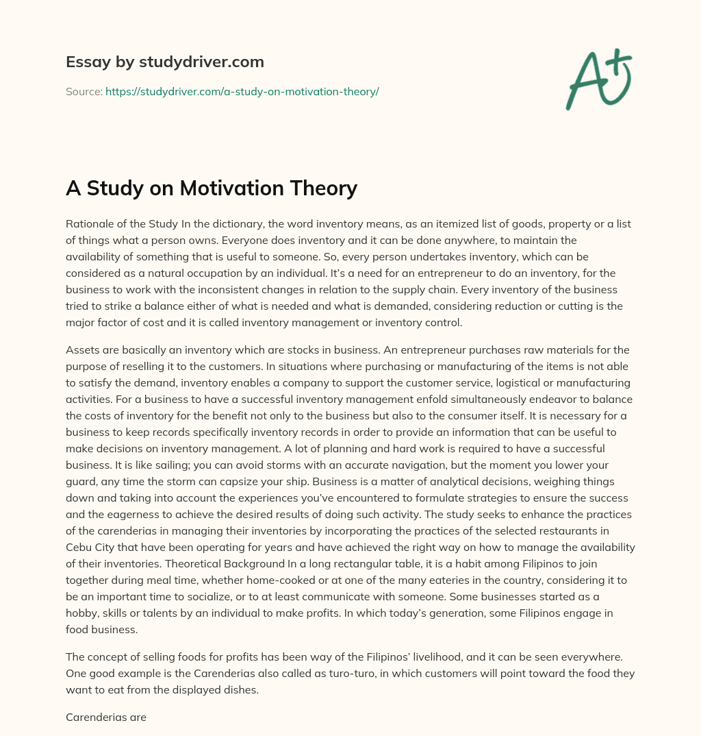 A Study on Motivation Theory essay