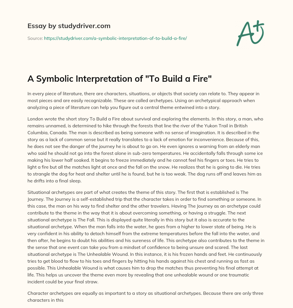 A Symbolic Interpretation of “To Build a Fire” essay