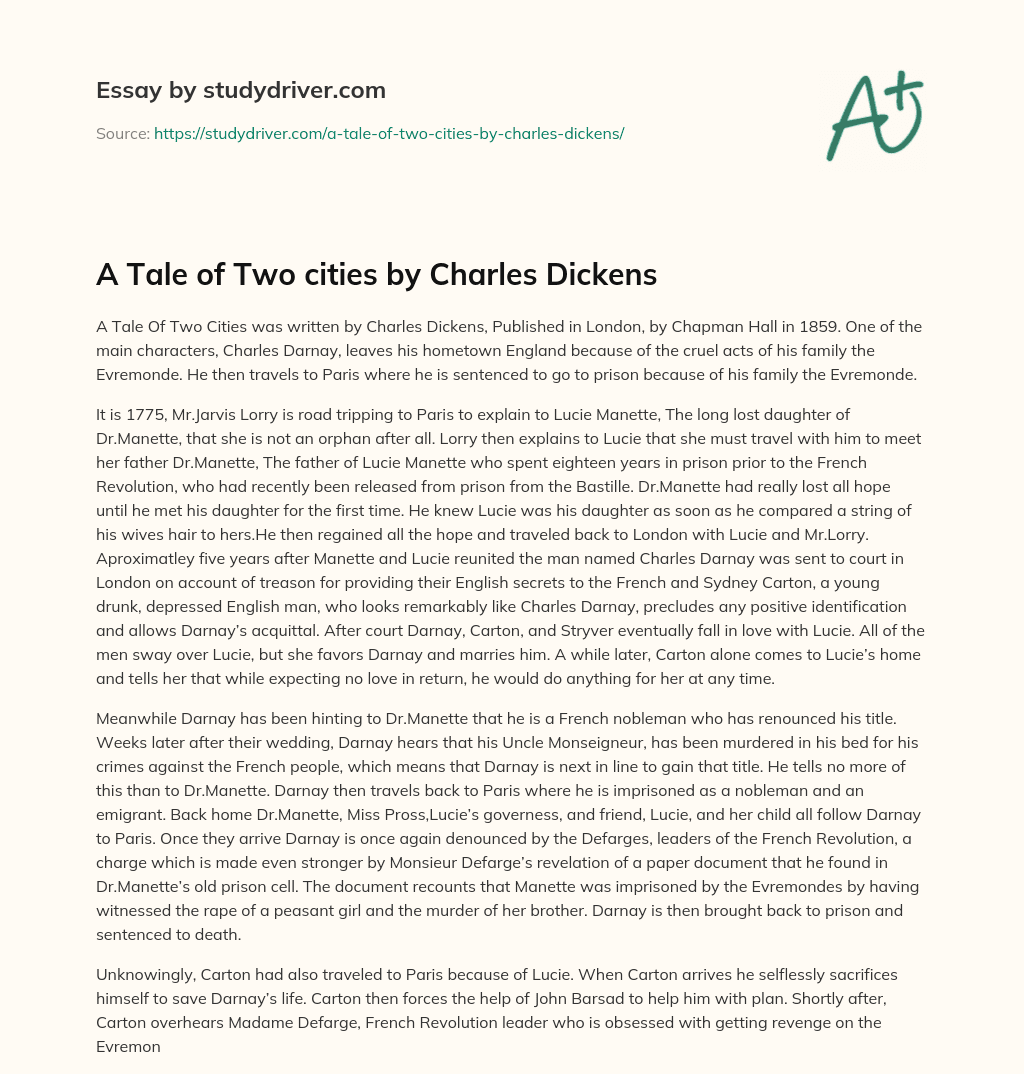 A Tale of Two Cities by Charles Dickens essay