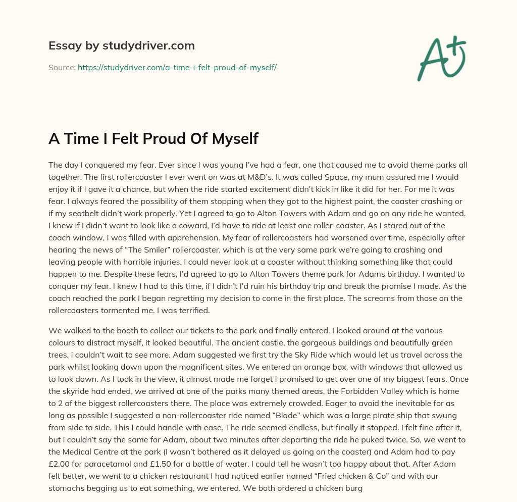 essay about being proud of yourself