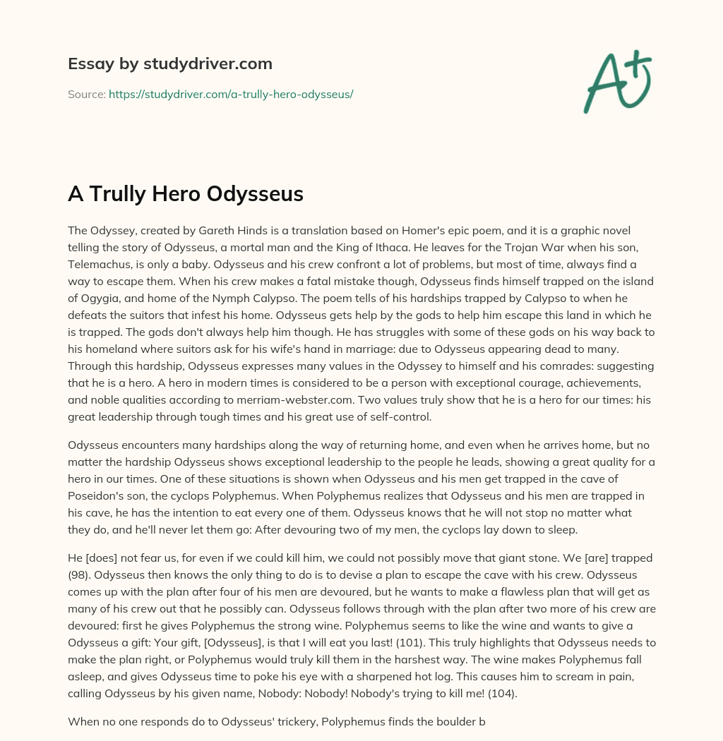A Trully Hero Odysseus essay