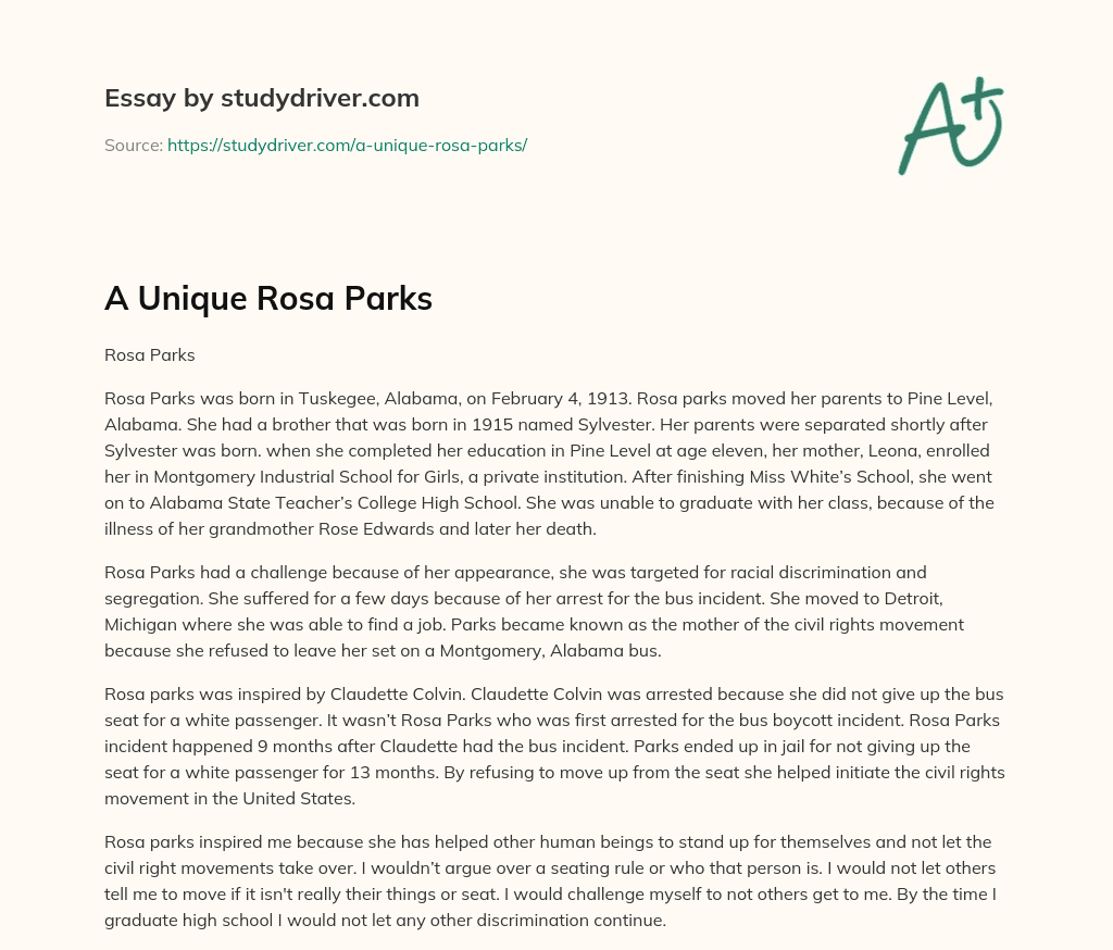 A Unique Rosa Parks essay