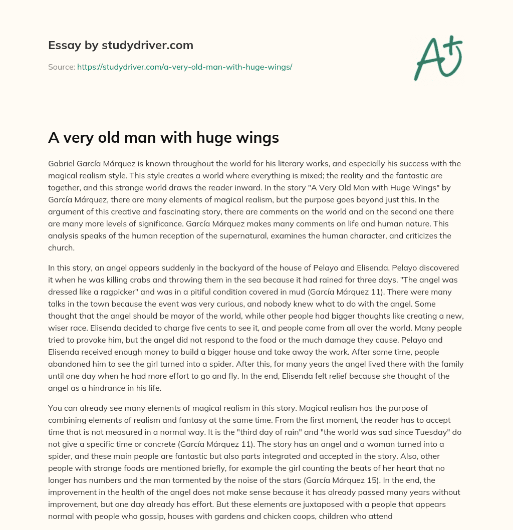 A very Old Man with Huge Wings essay