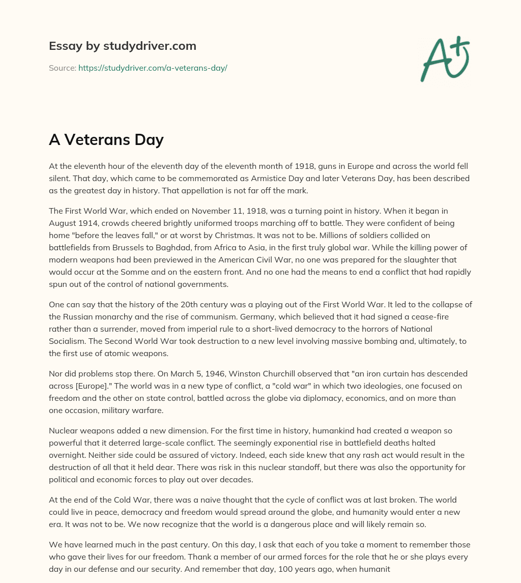 A Veterans Day essay