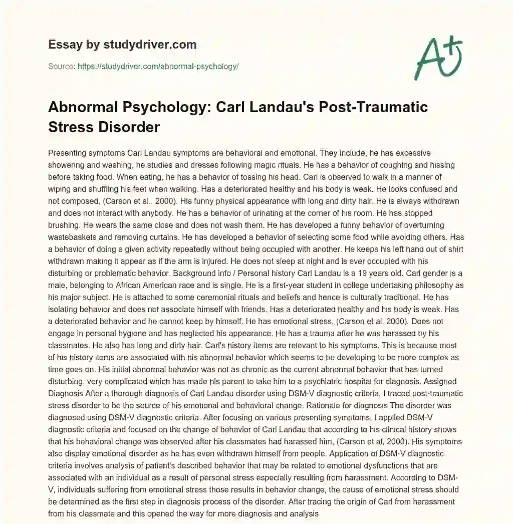 Abnormal Psychology essay