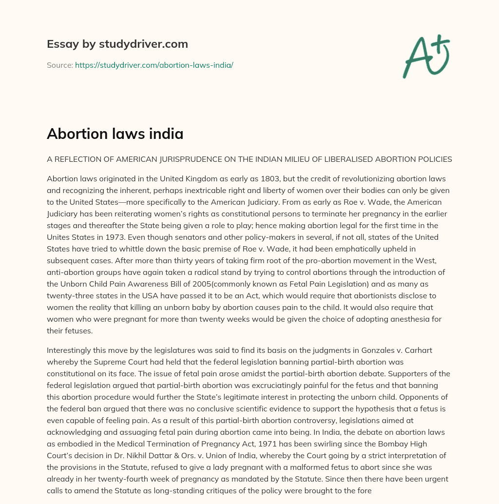 Abortion Laws India essay