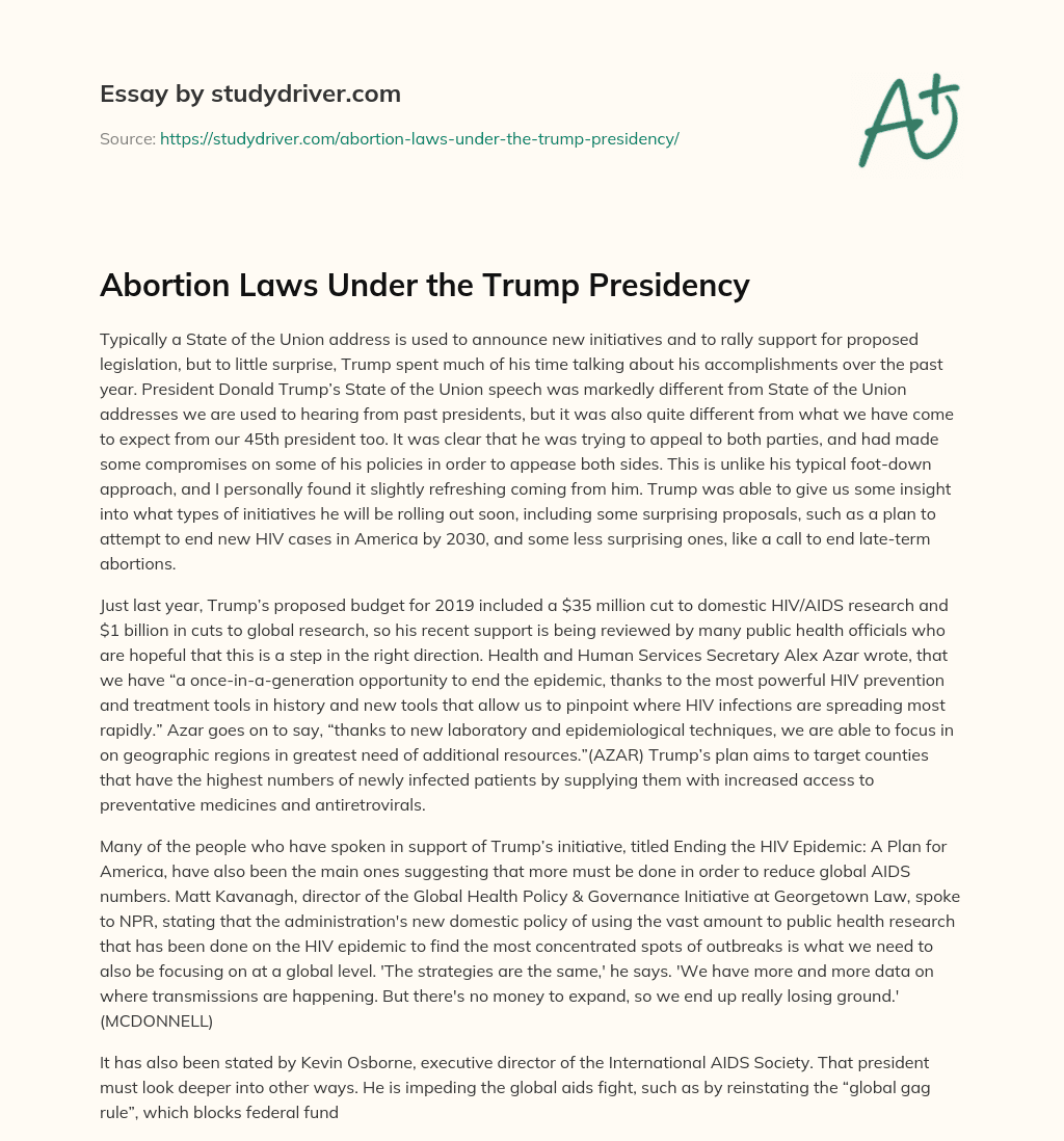 Abortion Laws under the Trump Presidency essay