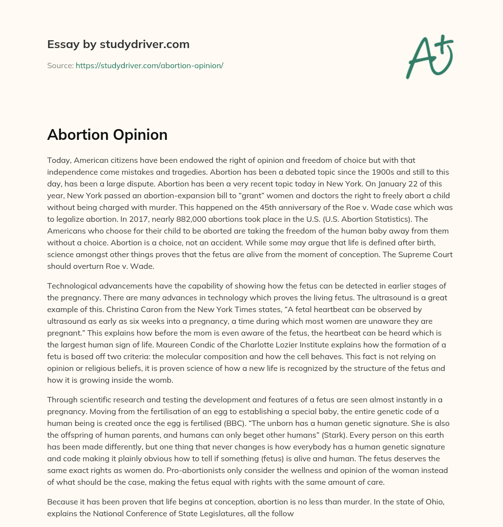 Abortion Opinion essay
