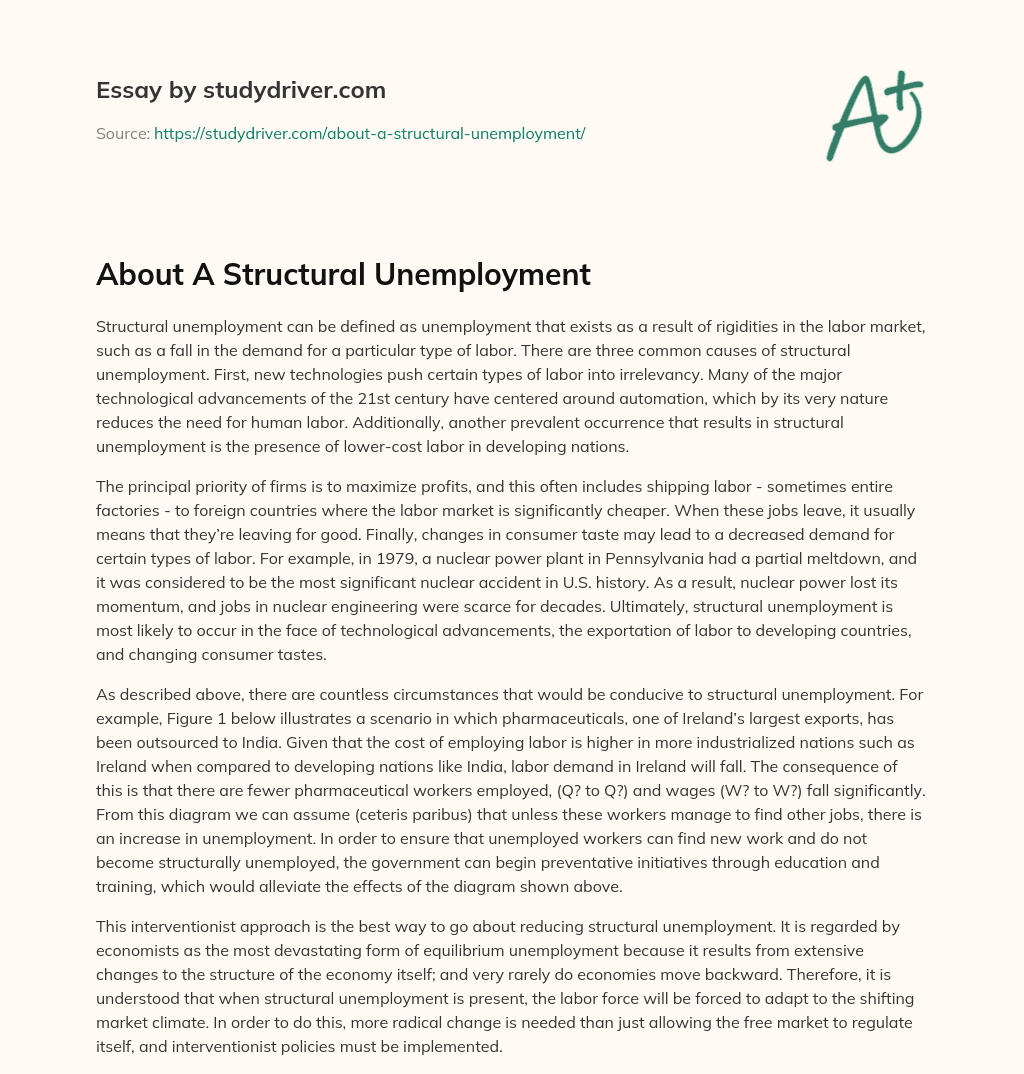 About a Structural Unemployment essay