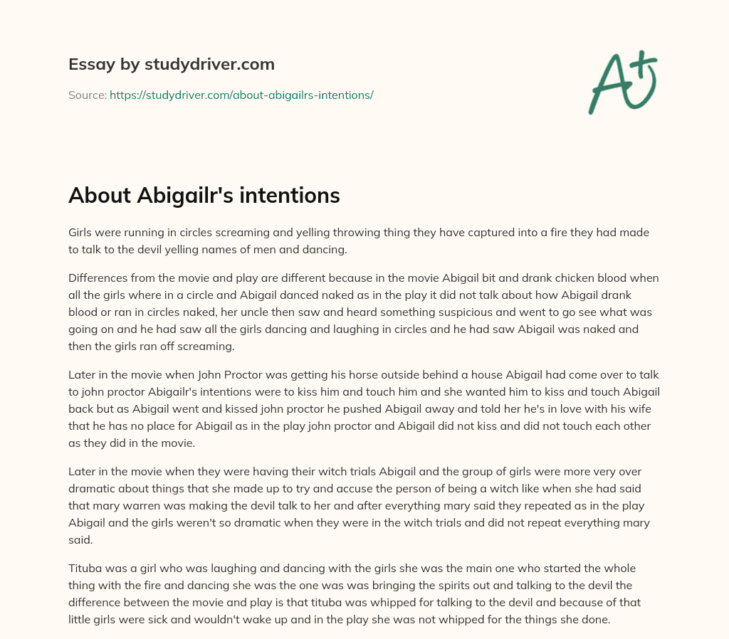 About Abigailr’s Intentions essay