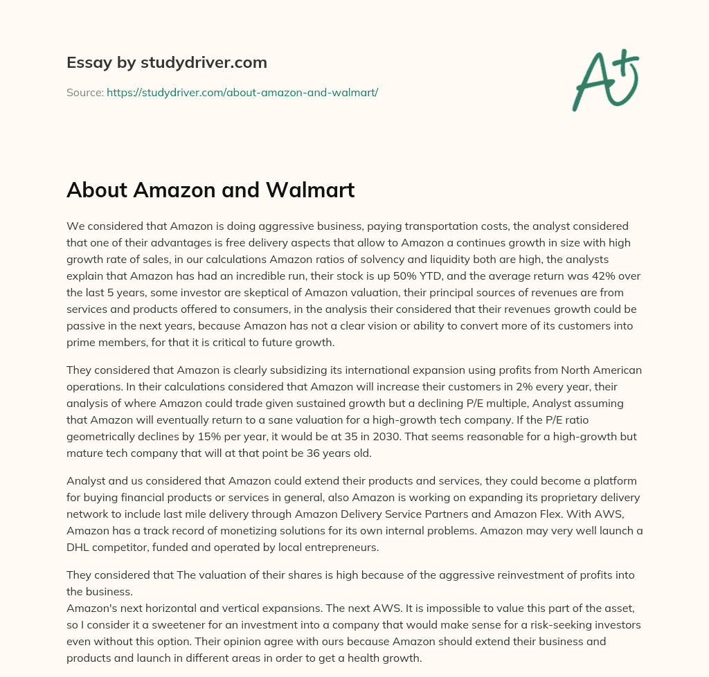 About Amazon and Walmart essay
