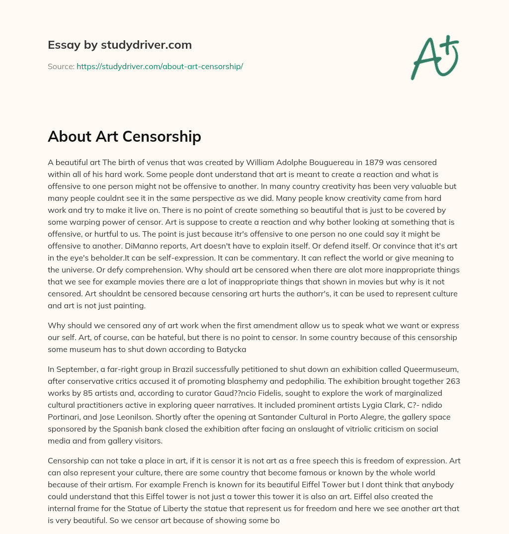 About Art Censorship essay