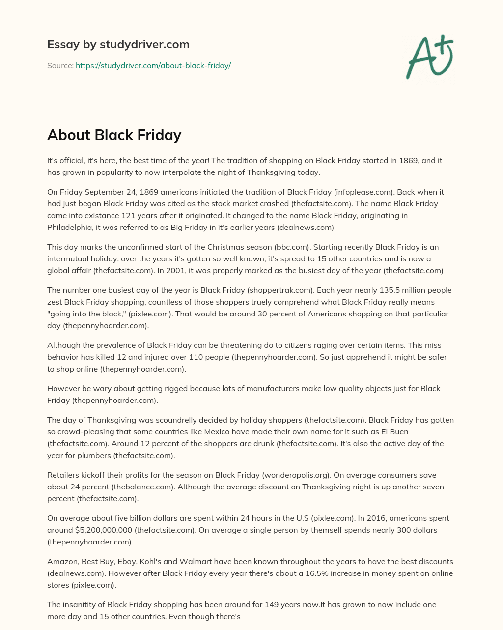 About Black Friday essay
