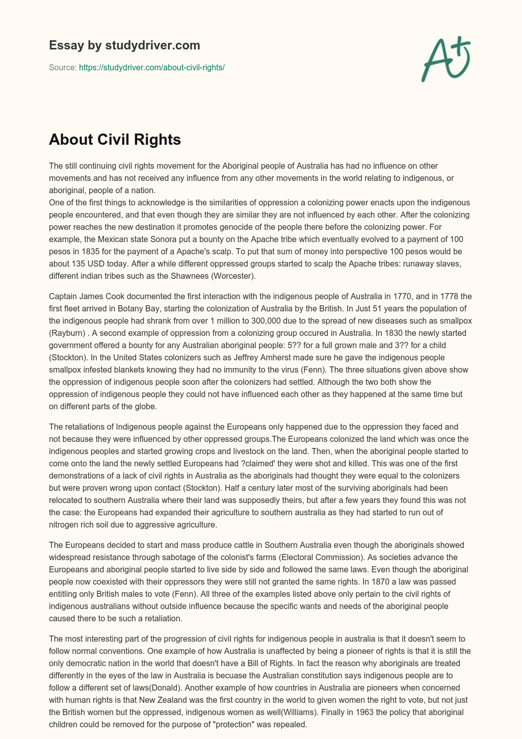 About Civil Rights essay