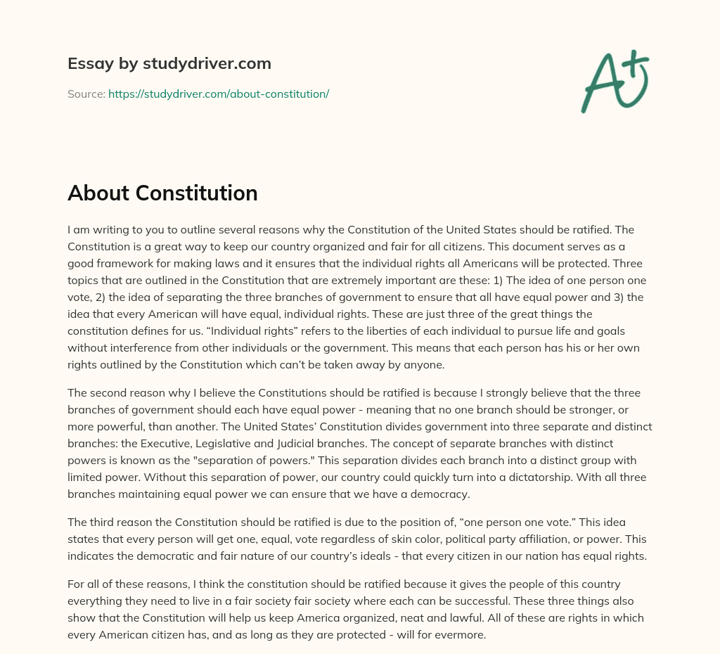 About Constitution essay