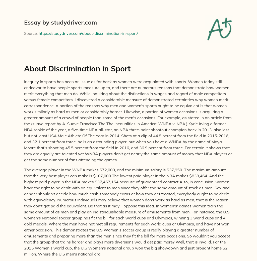 About Discrimination in Sport essay