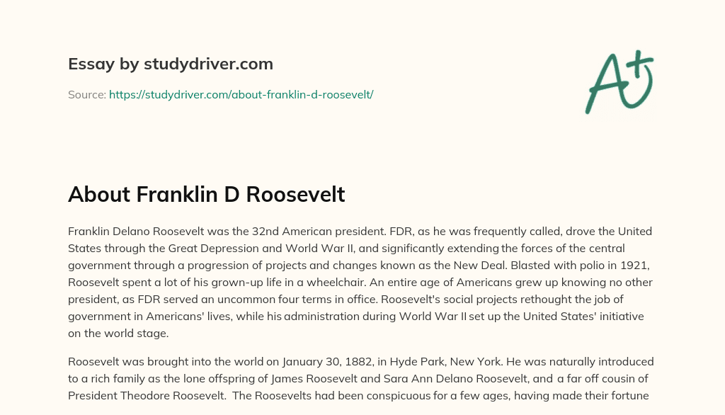 About Franklin D Roosevelt essay