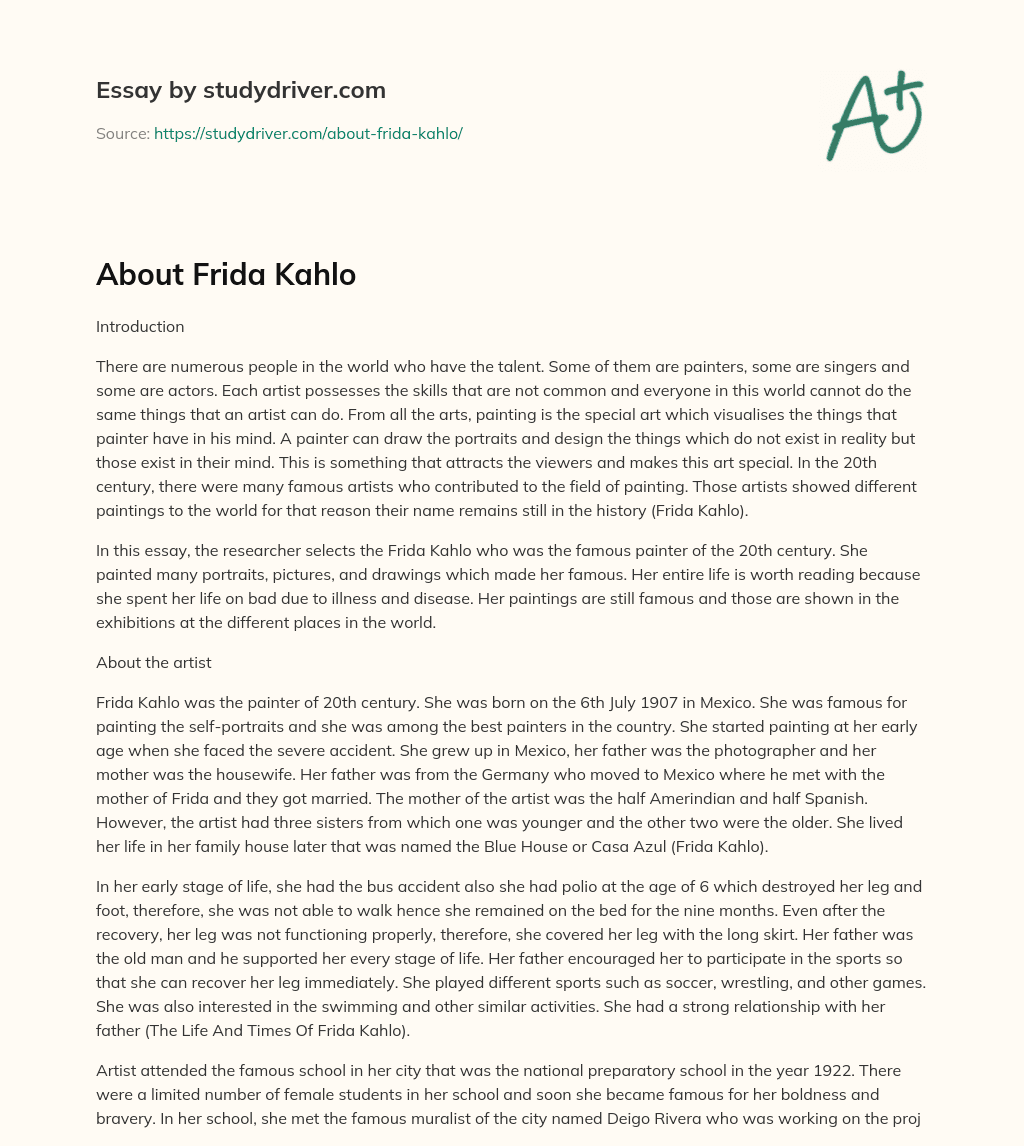 About Frida Kahlo essay