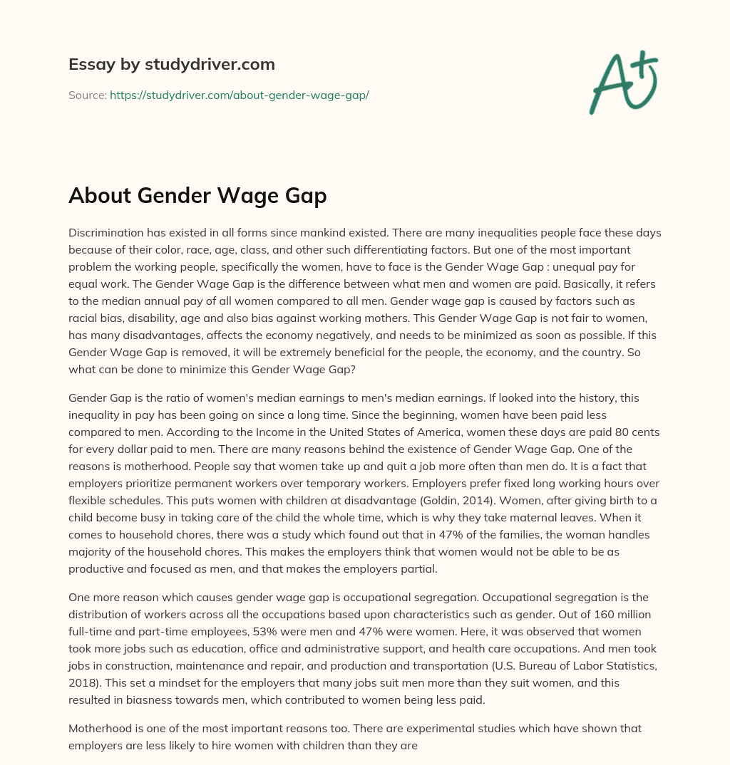 About Gender Wage Gap essay