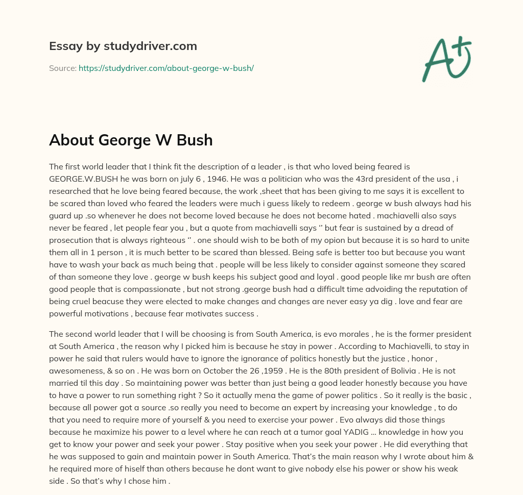 About George W Bush essay