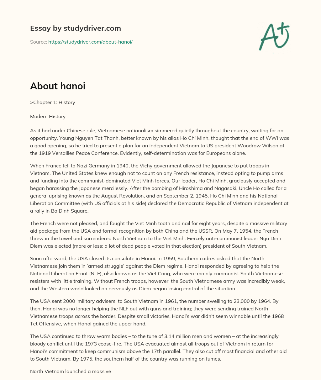 About Hanoi essay