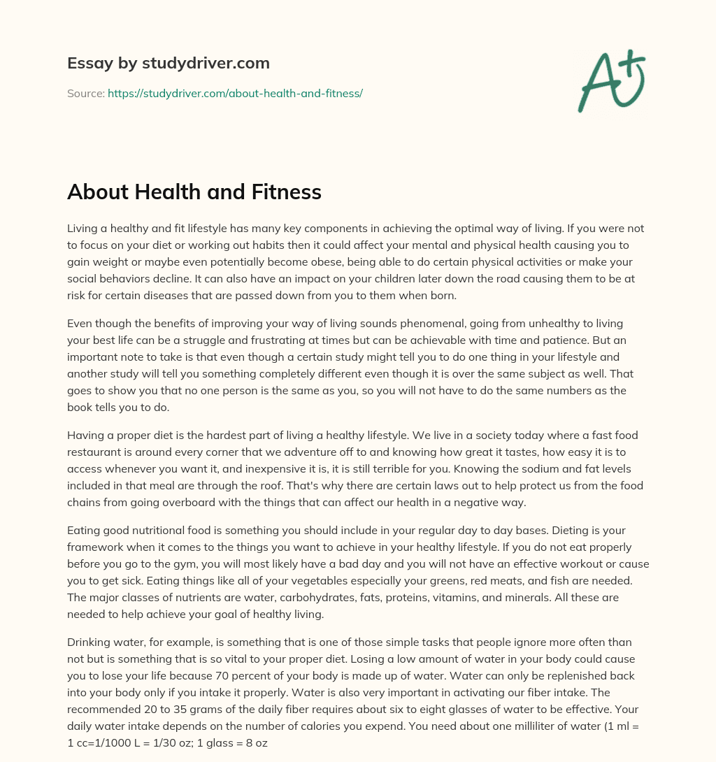 About Health and Fitness essay