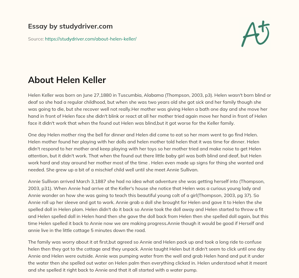 About Helen Keller essay