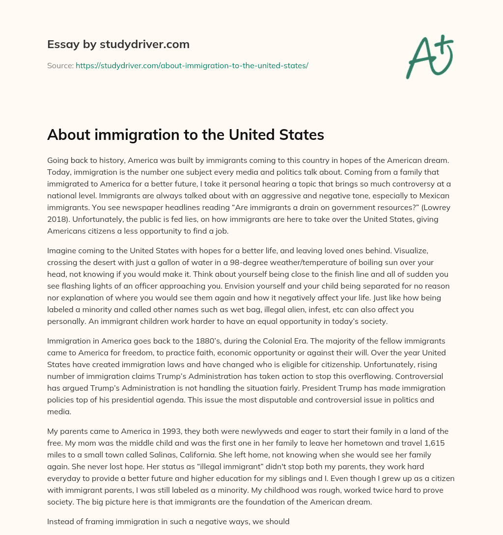 About Immigration to the United States essay