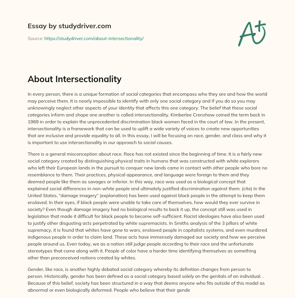 About Intersectionality  essay