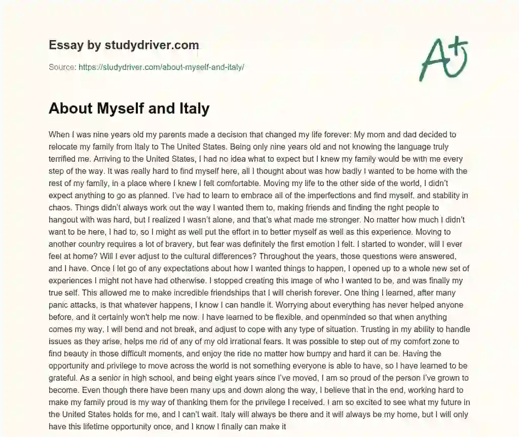 About myself and Italy essay