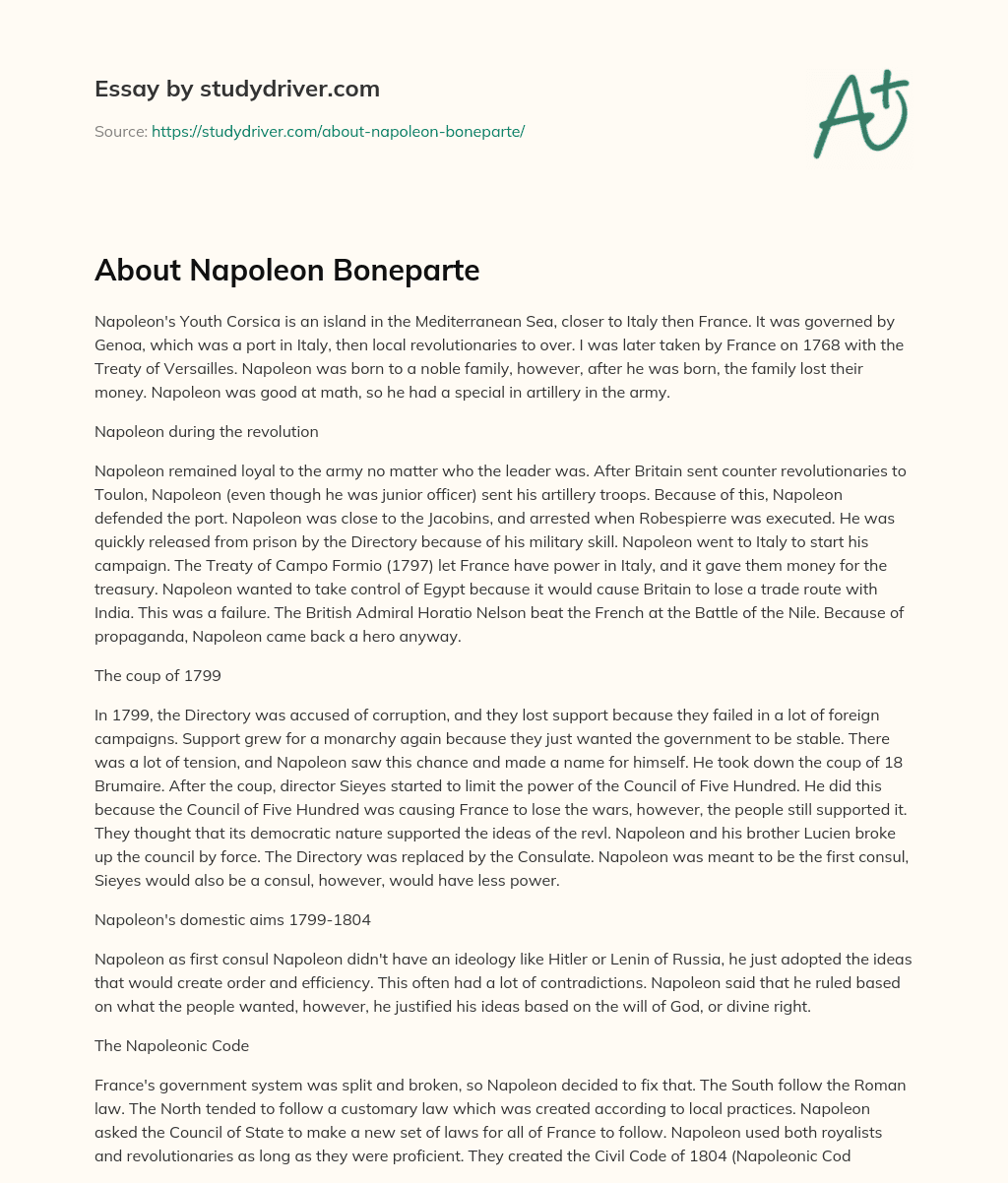About Napoleon Boneparte essay