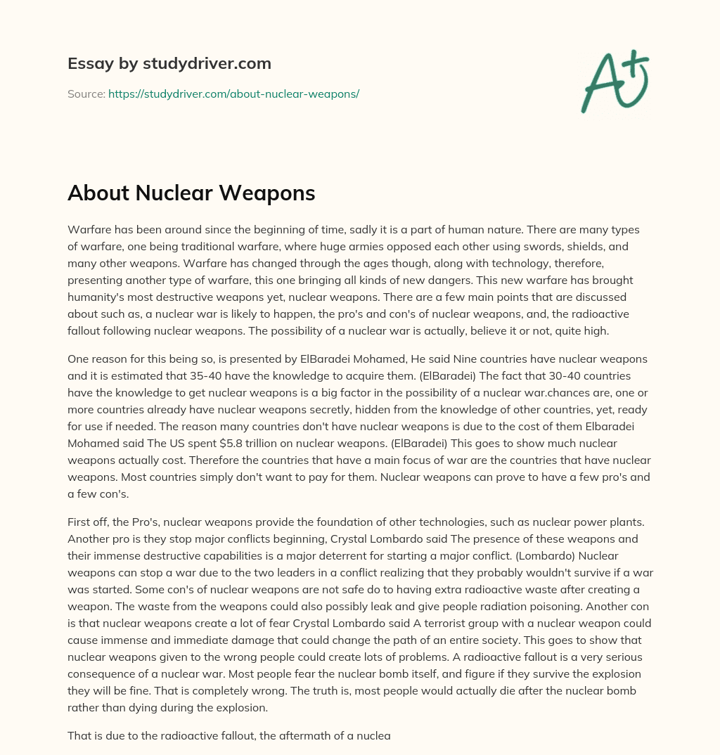 About Nuclear Weapons essay