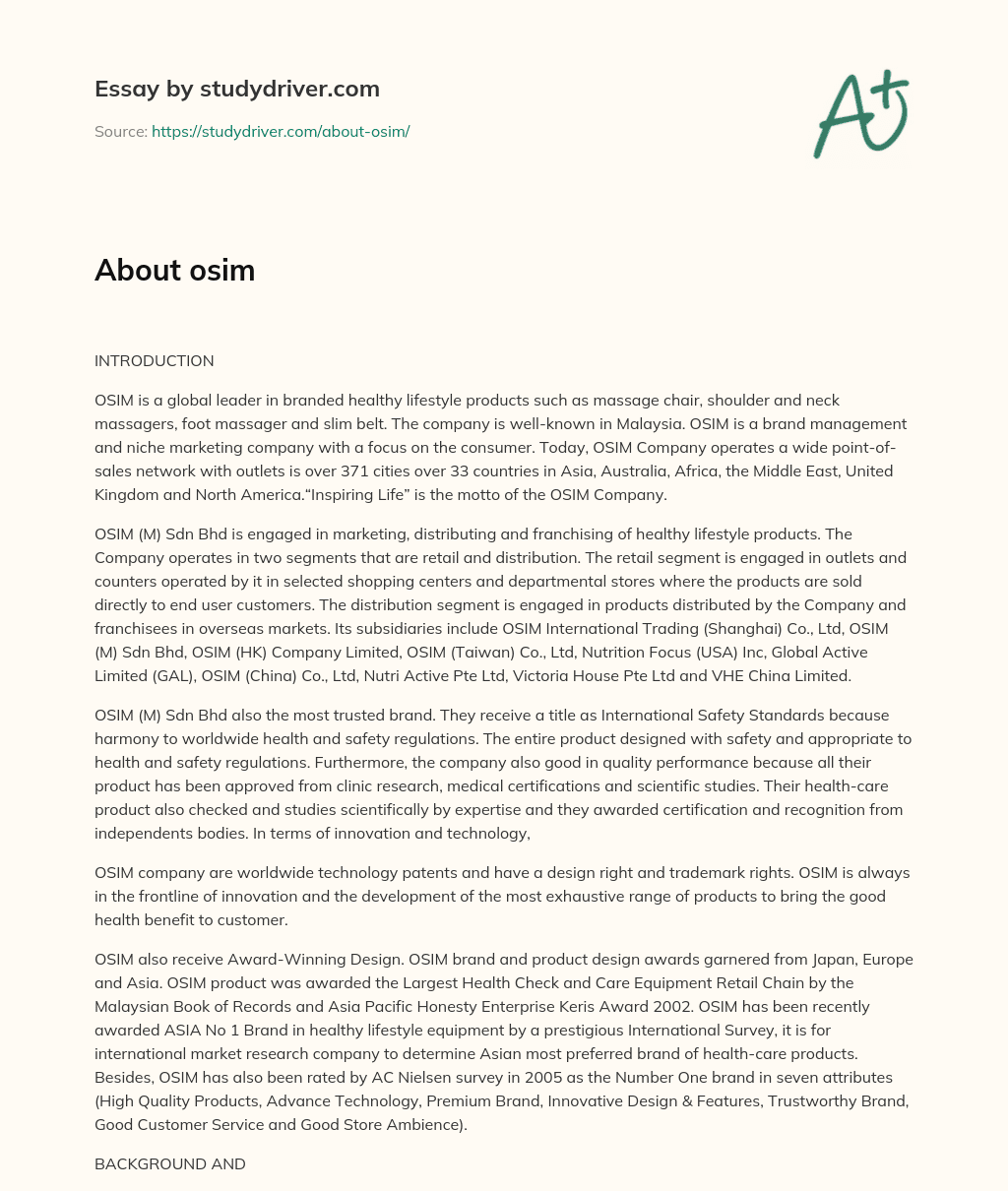 About Osim essay