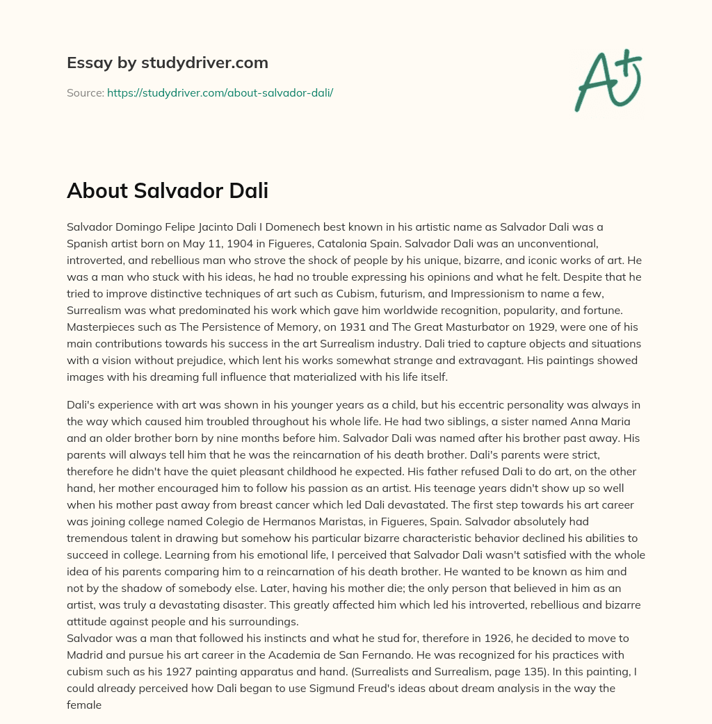 About Salvador Dali essay