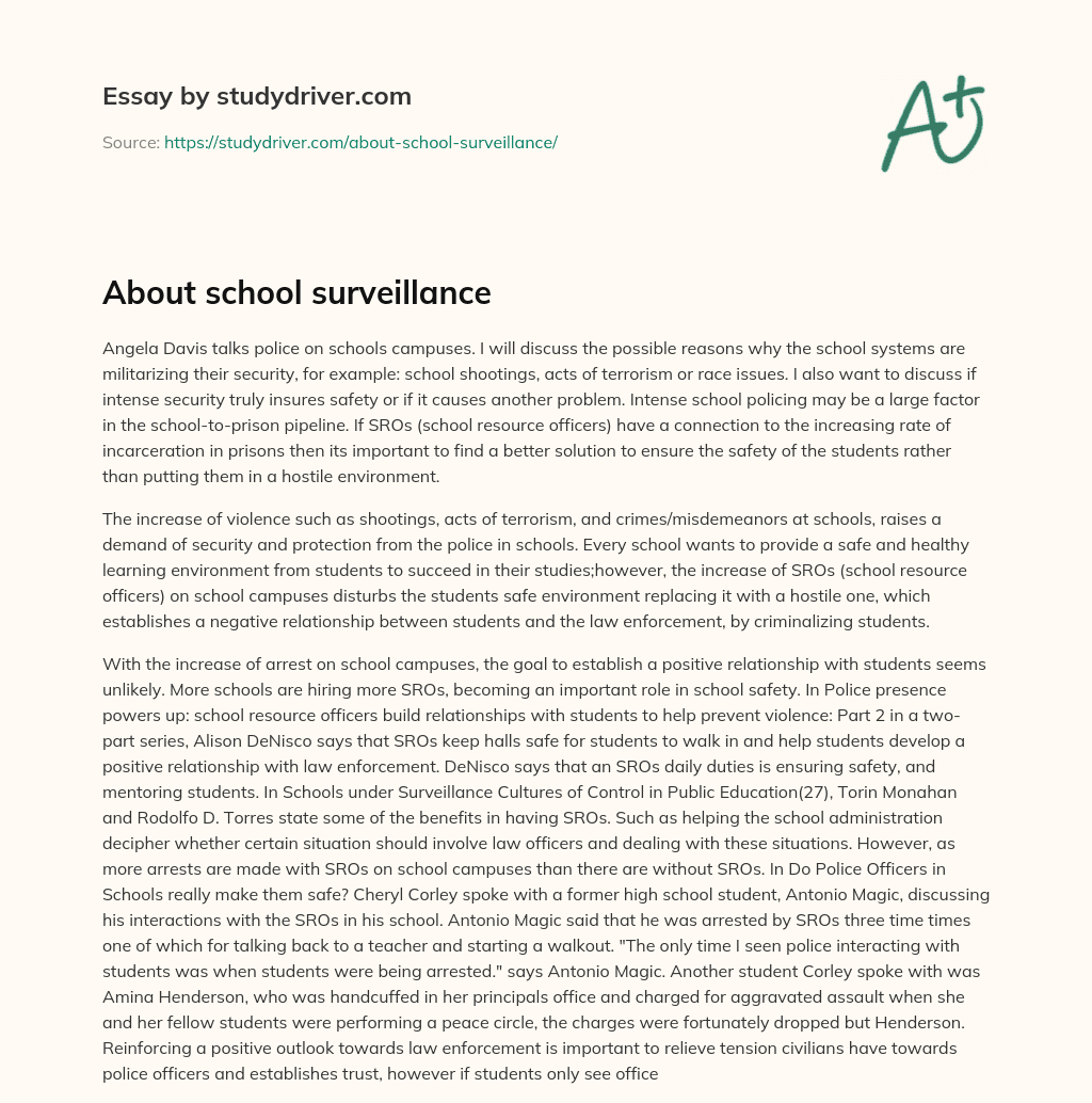 About School Surveillance essay