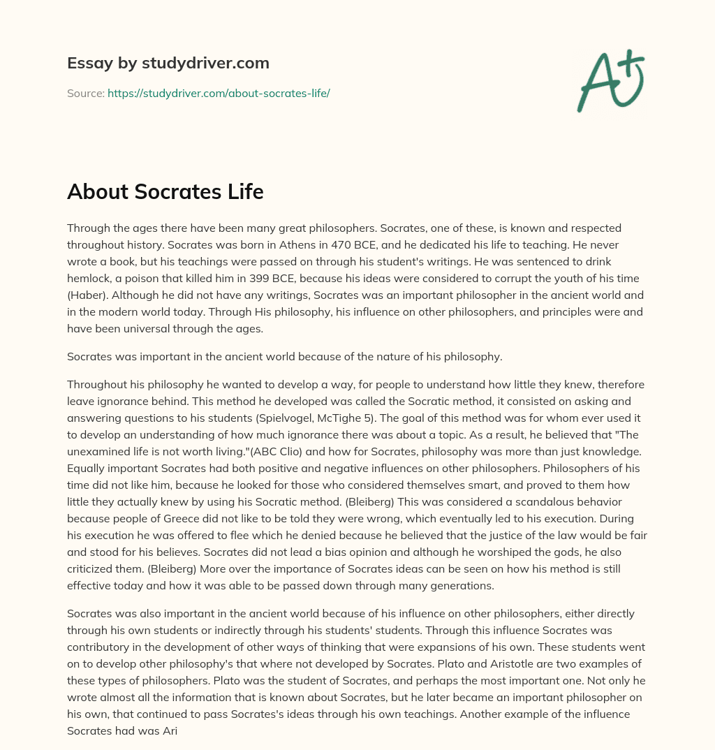 About Socrates Life essay