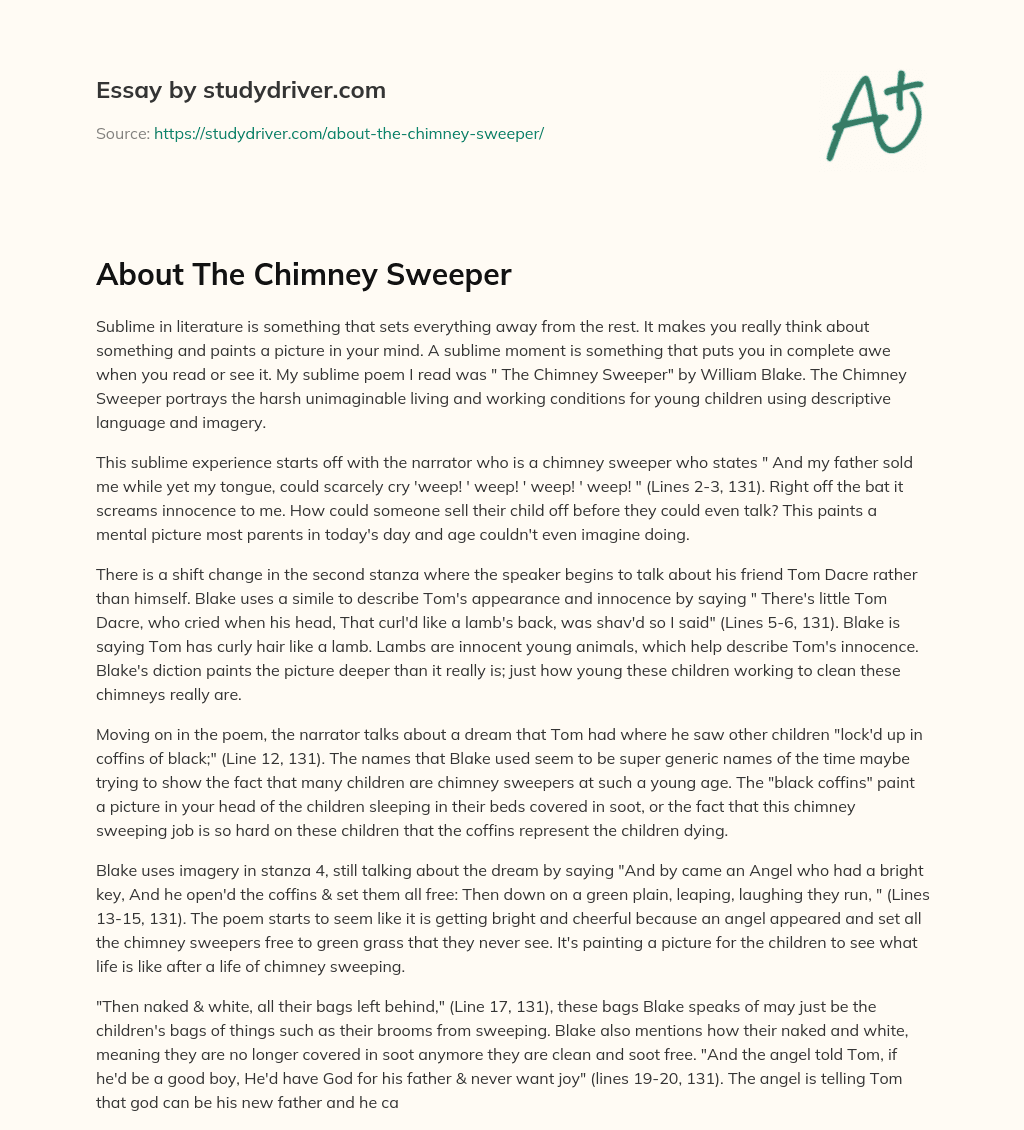 About the Chimney Sweeper essay