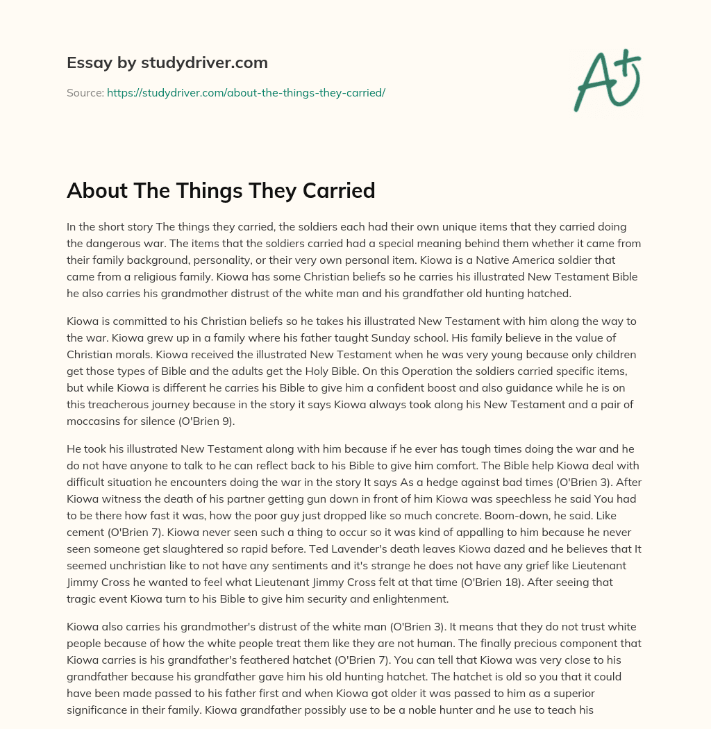 About the Things they Carried essay