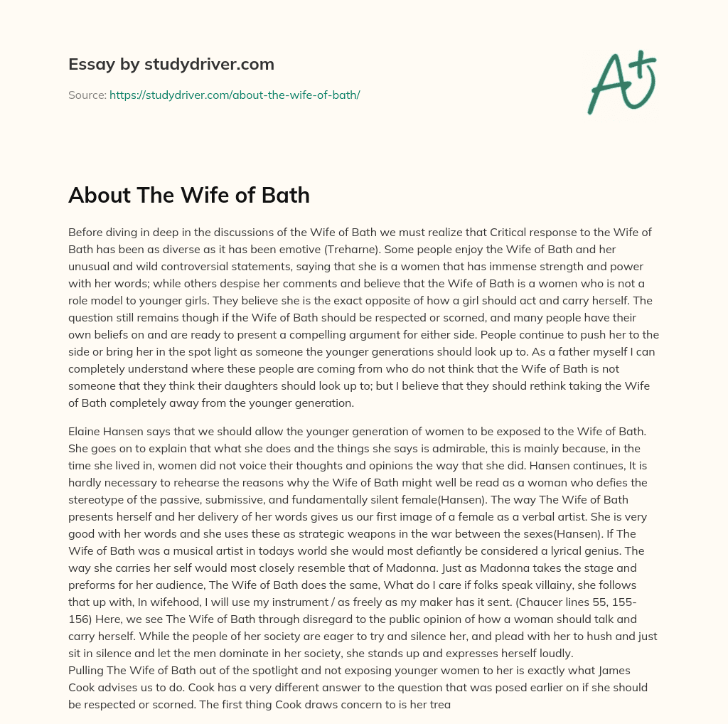 About the Wife of Bath essay
