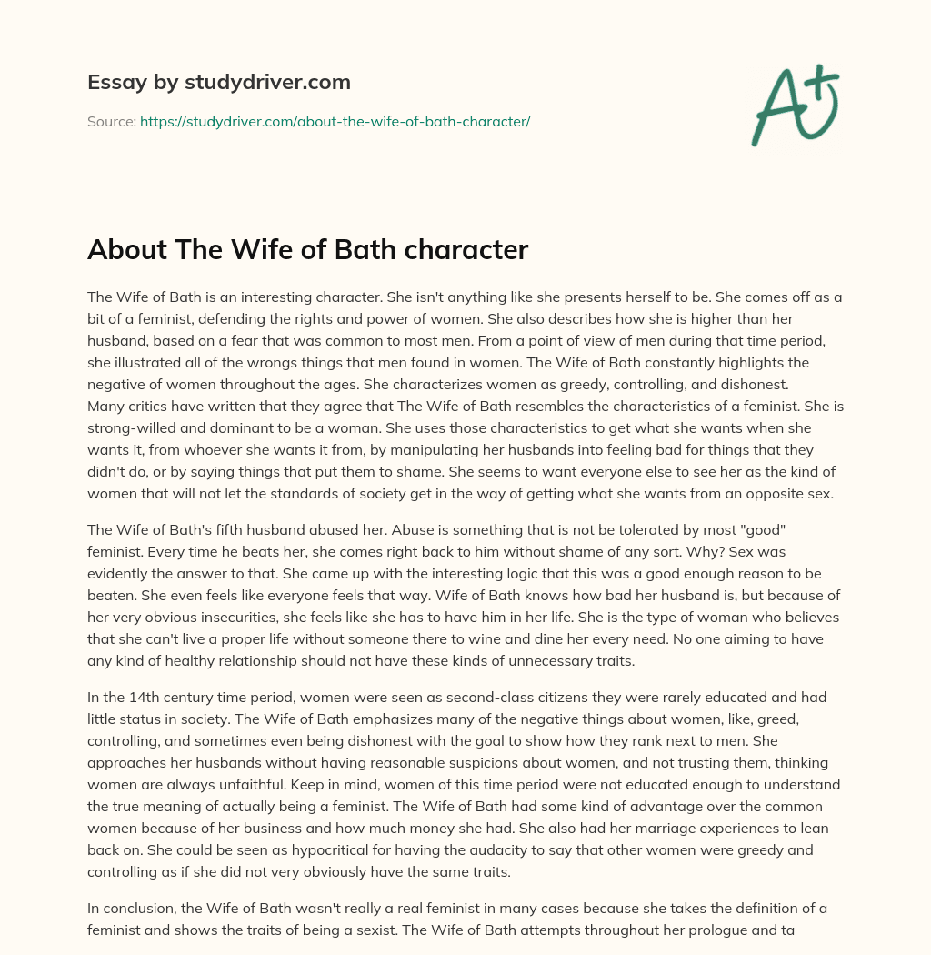 About the Wife of Bath Character essay