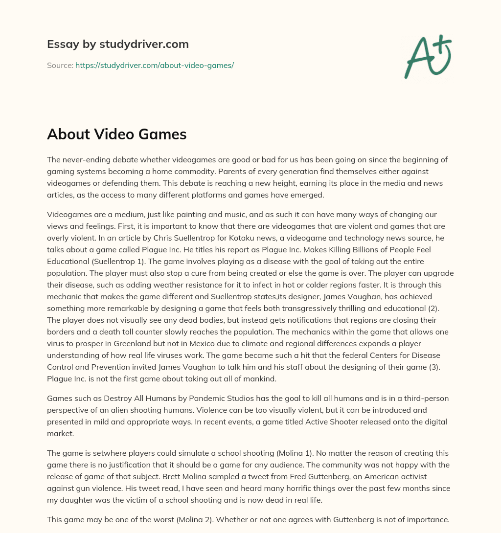 About Video Games essay