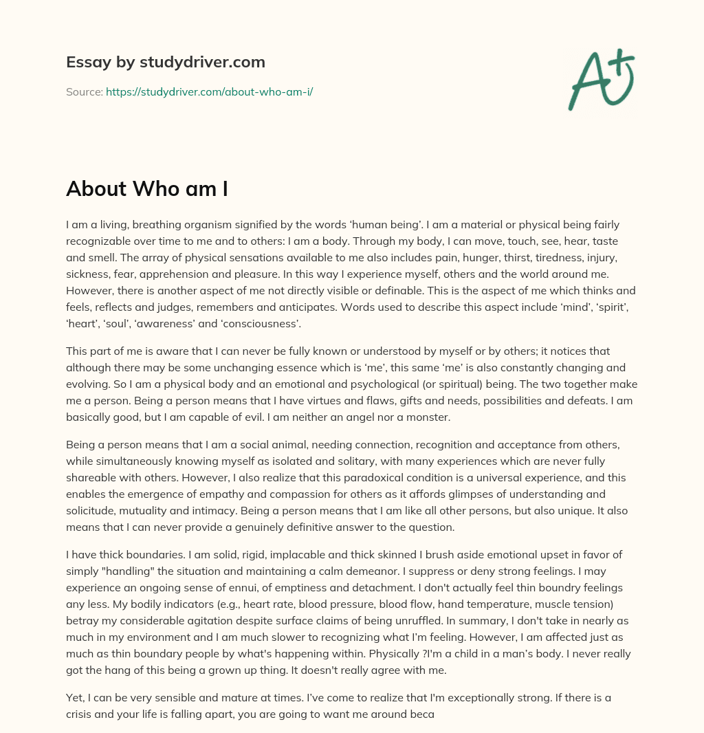 About who am i essay