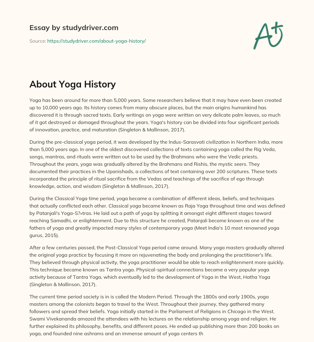 About Yoga History essay