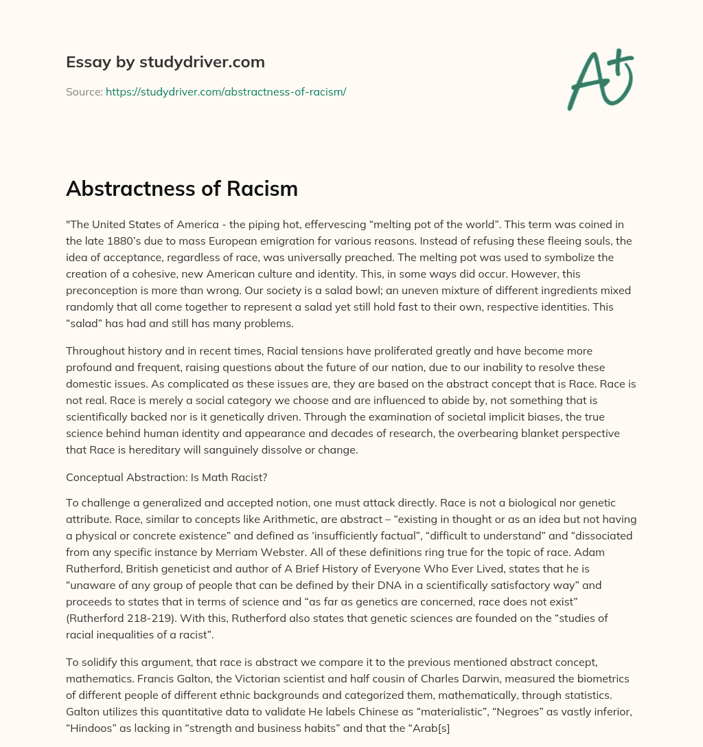 Abstractness of Racism essay